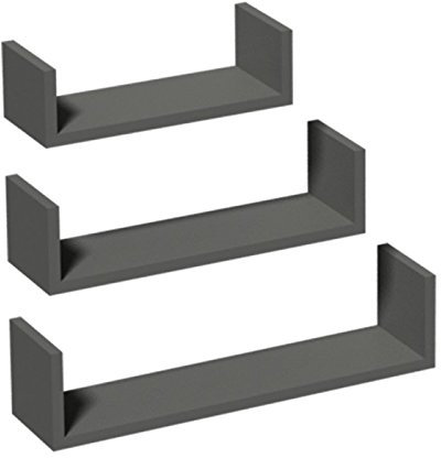 Velano - Modulfächer Wandregal Komplettset, Schweberegal, Hängeregal, Regalsysteme - 3 Stück, 42/34/26 cm, Grau - 3er-Set Regale für Küche, Badezimmer, Wohnzimmer, Schlafzimmer - Fus