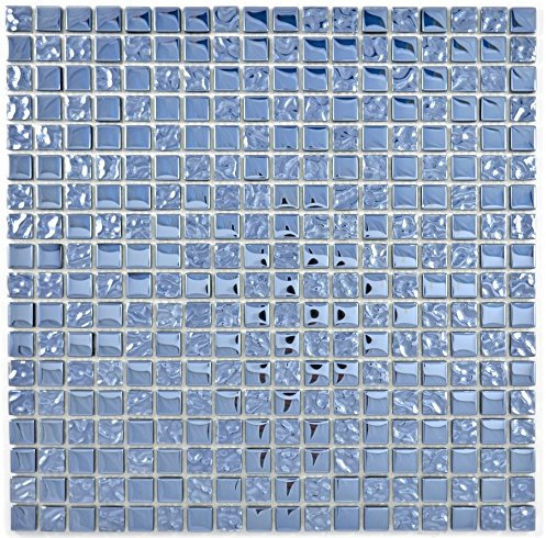 Mosaik Fliese Transluzent platin Glasmosaik Crystal EP Platin Glas für WAND BAD WC DUSCHE KÜCHE FLIESENSPIEGEL THEKENVERKLEIDUNG BADEWANNENVERKLEIDUNG Mosaikmatte Mosaikplatte