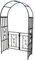 ALEOS. Eleganter XXL Rosenbogen Rankhilfe Pergola mit Tür Gartentür Gartentor aus Metall schwarz Modell 5044-G