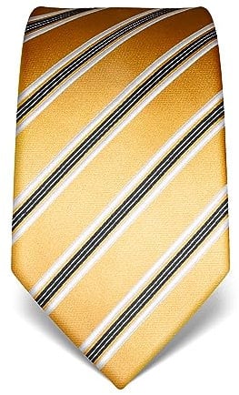 Vincenzo Boretti Herren Krawatte reine Seide gestreift edel Männer-Design zum Hemd mit Anzug für Business Hochzeit 8 cm schmal/breit gold