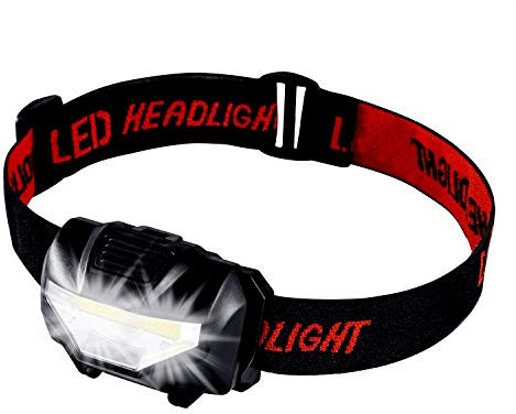 Head Torch, Xndryan Ultra Bright COB LED Head Torch Battery Operated Lightweight Headlamp, 3 Lighting Modes, Adjustable Strap, Waterproof Headlight for Camping, Hiking, Cycling, Running, Reading