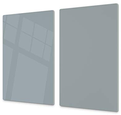 Planche à découper en verre trempé – Couvre-cuisinière et protège-plain de travail en verre résistant – UNE PIÈCE (60x52 cm) ou DEUX PIÈCES (30x52 cm chacune); D18 Série de couleurs: Z Gris Cendré