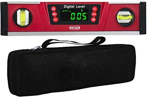 Digital Level and Protractor - eOUTIL 10 Inch IP54 Protected Electronic Bubble Inclinometer/Angle Finder/Gauge with Large LED Display & Magnetized V-Groove Base - Batteries and Carrying Bag Included