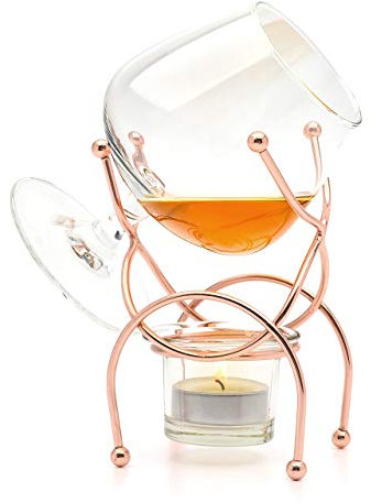 CKB Ltd Support en verre pour brandy et cognac avec bougie chauffe-plat et support en métal (cuivre)