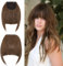 Elailite Clip in Pony Haarteil, 30g 20cm Fringe Bangs Extension Front Hair, Haarverlängerung Haarteile Natürliche Wirkung - Hellbraun