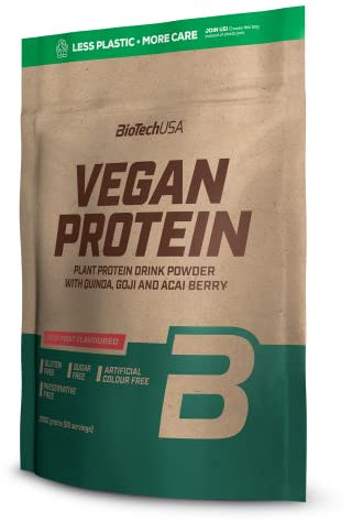 BioTechUSA Vegan Protein | Shake à base de riz et de pois avec super-aliments et acides aminés | Sans sucre, sans lactose et sans gluten, 2 kg, Fruit de la forêt