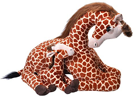 Wild Republic Mom and Baby Jumbo Giraffe, Großes Kuscheltier, 76 cm, Geschenkidee für Kinder, Kuscheltier mit Baby, Riesen-Stofftier aus recycelten Wasserflaschen