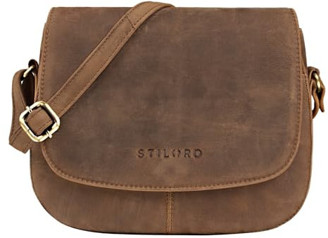 STILORD 'Savannah' Umhängetasche Damen Leder Handtasche kleine Schultertasche Crossbody Bag Ausgehtasche Partytasche Echtleder, Farbe:mittel - braun