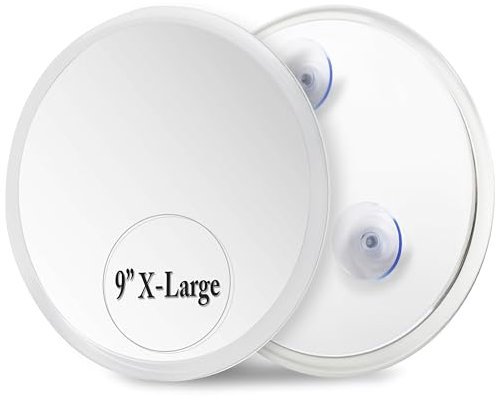 Miroir Grossissant Extra Large X12 - Miroir Mural Rond avec Ventouse pour Le Maquillage et Les Soins de Précision - 23 cm (Transparent)