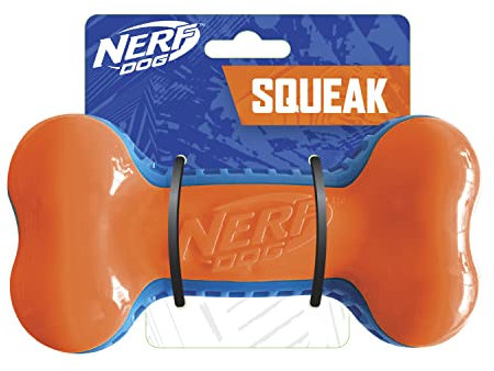 Nerf Dog Hundespielzeug Quietschknochen, 17,8 cm, Blau/Orange