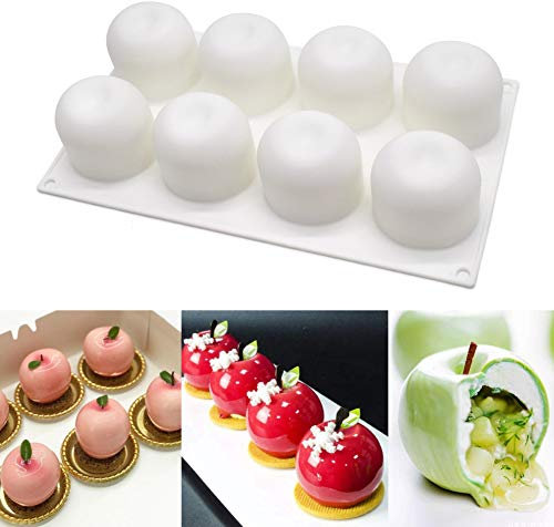 Moule Silicone Pomme,Moule en Slicone Antiadhésif avec 8 Cavités - Moule en Silicone Moules pour Muffins, Gâteau, Savon, Gelée, Pâtisserie, Cupcake