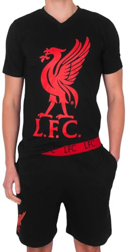 Liverpool FC Official Gift Mens Loungewear Short Pyjamas Black Large