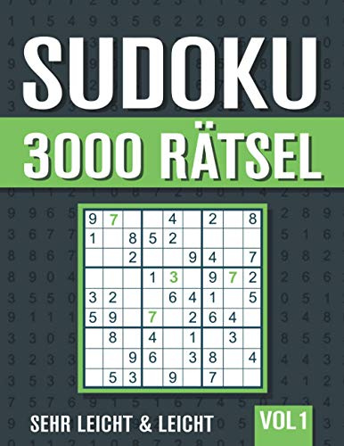 3000 Sudoku: Großes Sudoku Buch mit 3000 sehr leichten und leichten Rätseln mit Lösungen - Vol. 1