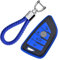 KASER Coque Clé en Silicone Compatible pour BMW Serie 1 3 5 X1 X3 X4 X5 X6 Etui Porte-clés Effet Cuir Protection Télécommande Voiture Keyless (Bleu)