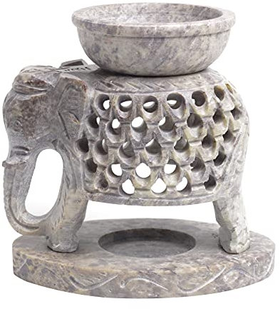 Elefant Stehen Ölbrenner Wachsschmelzer Elefant Design Ätherisches Öl Brenner Diffusor aus Speckstein mit Teelichthalter Aromatherapie
