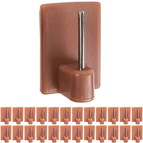Gancio autoadesivo per bastone, 24 pz, Colori del legno, misura 25 x 17 mm, ganci per tenda, ganci per zanzariere, gancio adesivo per tende a finestra, aggancio per bastoni su finestre, curtain hook