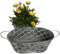 2 Blumentöpfe, Schalen aus Zink, Weiß, Silber im Vintage Design - Garten Blumentopf Set (Rund & Oval P41)