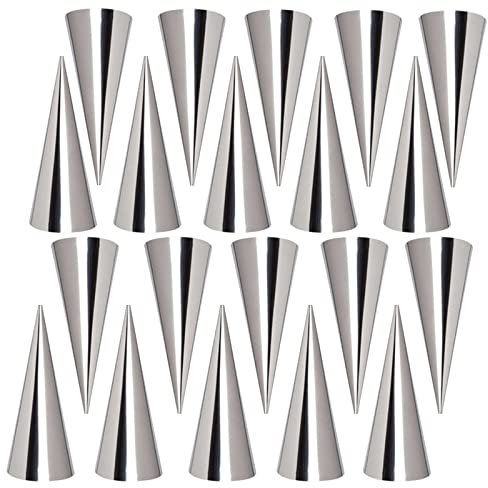 Joyeee Lot de 20 grands moules coniques en forme de corne de couleur crème, en acier inoxydable, 12,7 cm