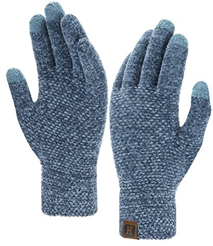 ZASFOU Damen Winter Touchscreen Handschuhe für kaltes Wetter, Chenille Warme SMS Handschuhe für Radfahren Fahren Laufen