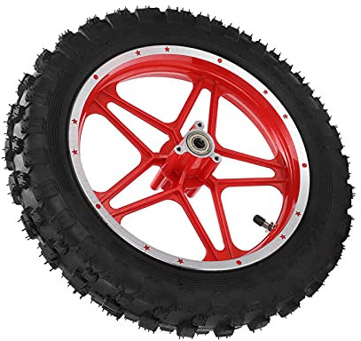 Akozon 2,5‑10 Zoll Reifenfelge Felge Rutschfester Reifen Pocket Bike Reifen Heavy Duty Knobby Reifen Hinterrad-Gummireifen Hinterreifen Pocket Bike Reifen für 47cc 49cc 2-Takt Mini Dirt Bike(Rot)