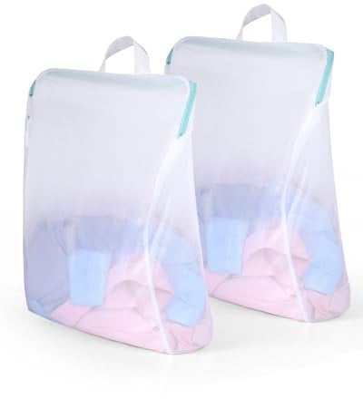 OTraki Wäschenetz Groß, 40x50 CM Wäschesack Groß, 2er Pack Wäschebeutel, Wäschenetz für Waschmaschine mit Griffen & Reißverschluss, Wiederverwendbare Wäschebeutel für College Wohnheim