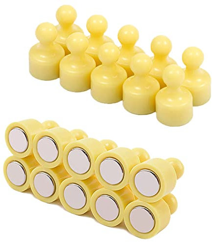 20 PCS Fridge Magnets Strong Neodymium Magnets Magnetic Push Pins Small Refrigerator Magnets Whiteboard Map Magnets Perfect for Home Kitchen Office School Classroom Yellow