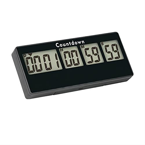 HonorMeet Digitaler Countdown-Tagestimer, 10-stellige große LED-Countdown- und Count-up-Kalenderuhr, Abschalt-Countdown-Uhr für Ruhestand, Hochzeit, Weihnachten, Abschlussfeier (schwarz)