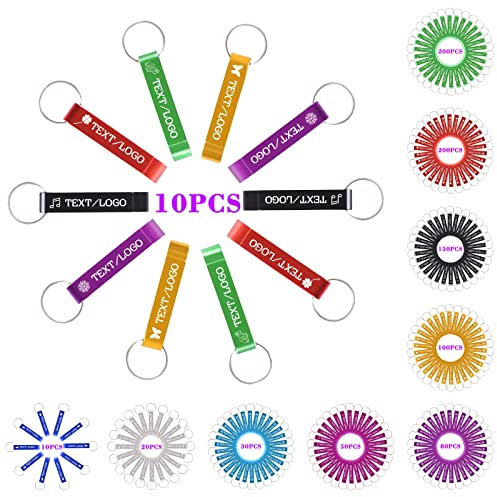 10 Pcs Personalised Bottle Opener Keychains Bulk Custom Aluminum Beer Bottle Opener Engraved Text/Logo Wedding Party Favors Baby Shower,Bar, Guests