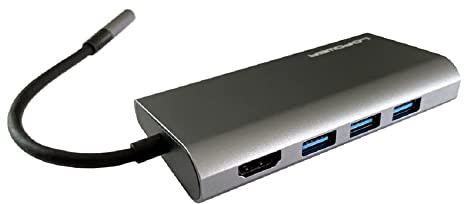 LC-Power LC-HUB-C-Multi-5 USB-C Hub | 3 USB 3.0-Ports | SD & microSD Kartenleser | HDMI-Port | LAN-Port | USB-C Power Delivery