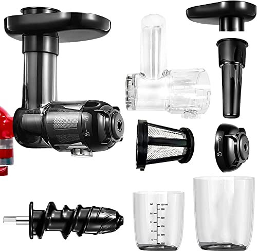 Slow Juicer Zubehör Für Kitchen Aid,90% Saftausbeute, 8Stück Aufsatz Mit Saftkanne, Reinigungsbürste,Tresterbehälter & Stößel Für Kitchen Aid Standmixer, Kaltpresse Accessories Für Gemüse Und Obst