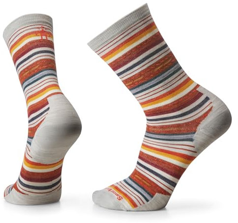 Smartwool Unisex Socken Margarita Crew, Alltagssocken aus Merinowolle, für Damen und Herren, zum Wandern, Laufen und Walken im Winter, leichtes und atmungsaktives Naturmerino, Asche, S