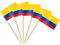 AhfuLife 100PCS Drapeau Colombie Bâton Cocktail, Drapeau de Cure - dents Colombien pour Sandwich Nourriture Cupcake Toppers Vaisselle Fête Fournitures Pub Euro Football Coupe