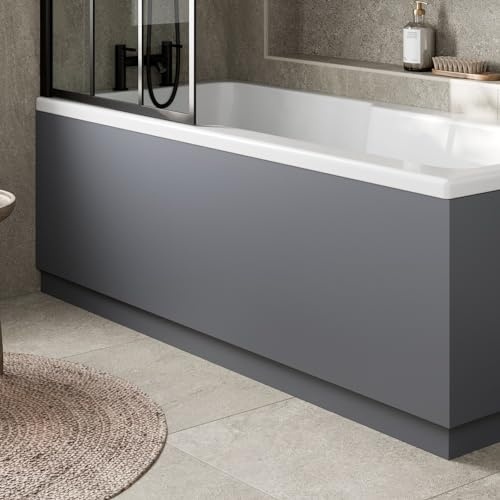 Aurora® Modern 1700mm Front Side MDF Bath Panel 18mm Wooden Panels for Bathroom Baths Soaking Tubs, Adjustable Plinth, Easy to Cut, Grey Gloss
