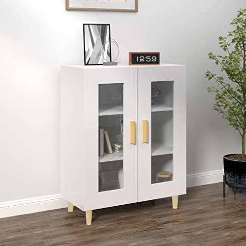 FIRBNUS 69,5x34x90 cm Aparador Blanco con Brillo Mueble Entrada Recibidor Recibidores De Entrada Muebles De Cocina Vitrina Economica Mueble Auxiliar De Cocina