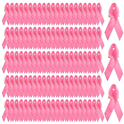 WANDIC 500 PCS Pin's Octobre Rose,Broche Octobre Rose Decoration pour la Sensibilisation au Cancer du Sein Épingles Badge à Ruban en Polyester Accessoires pour Les Activités Caritatives Femme