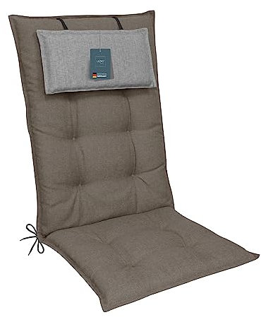 LILENO HOME Gartenstuhl Auflagen als [1er Set - Hochlehner] in Stone - Bequeme Liegen als Sitzauflagen für Gartenmöbel - Stuhlkissen für Gartenstühle und Klappstühle MAR