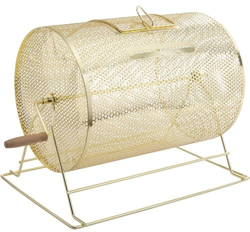 ZCBYBT Messing Raffle Spinning Drum Raffle Drum Manuelle Lotteriemaschine Box, für Bingo-Bälle, Tickets, Chips,47x28x29cm