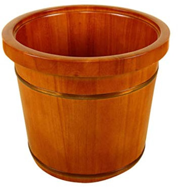ONWEE Holzfass-Fußbad, große Fußbadewanne, Fußbecken für Fußbad, Einweichen oder Entgiften, Fußbadeeimer aus massivem Holz, Fußbad für Erwachsene (Größe: D) Vision