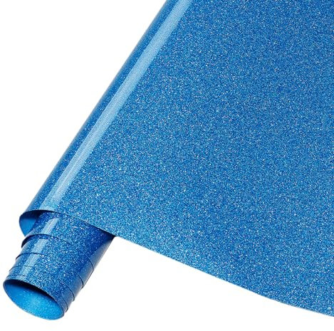 Tintnut Blue Glitter HTV Vinyl Roll -12 x5ft Blue Glitter Heat Transfer Vinyl Shinny Glitter Iron On Vinyl for T-Shirts Glitter HTV