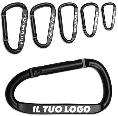 Pobsuier Moschettoni Forma D Personalizzato in Lega di Alluminio Clip Moschettone a Scatto Personalizzabile Gancio a Molla Metallica