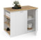 IDMarket – Ilot central TIBO 120 cm madera blanca con encimera de haya
