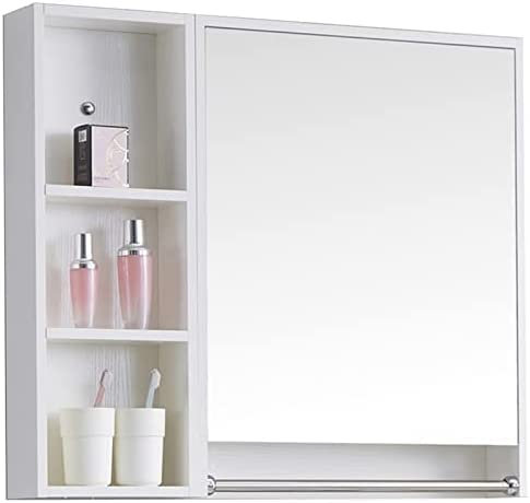 XMDEUR Spiegelschrank Medizinschrank Massivholz Badezimmerspiegelschrank Badezimmer Wandmontierter Medizinschrank Haushalt Separater Kosmetikspiegel mit Lagerregal (Weiß 23,6 * 27,6 * 4,7 Zoll)