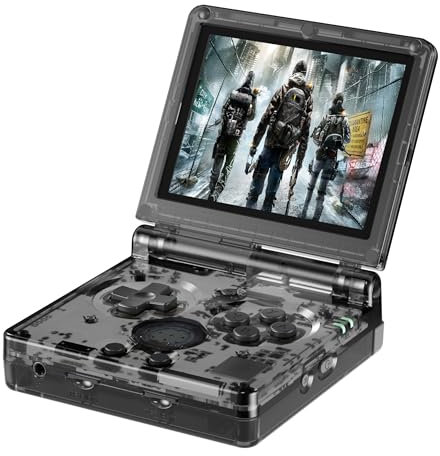 RG35XXSP - Console di gioco portatile a conchiglia IPS da 3,5 pollici, sistema Linux con scheda TF da 64 G, gioco online, giochi preinstallati, Nero