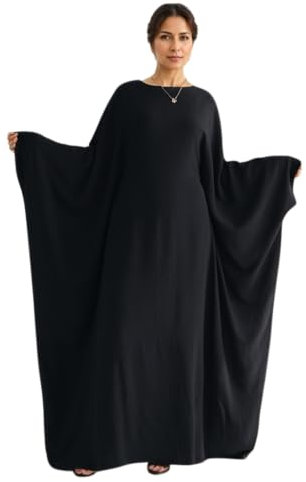 Frauen Muslim Robe Weiche Krepp Schmetterling Batwing Abaya Dubai Luxus Islam Muslim Kaftan Bescheidenes Kleid