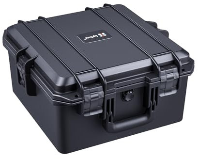 Lykus HC-3620 Wasserdicht Koffer mit anpassbar Rasterschaumstoff, Innengröße 35,5x35,5x20,5 cm, Geeignet für Elektronik und mehr