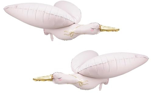 Nine San 2 Stück Rosa Storch Luftballon Stork Folienballon Geburt Storchballons Storchluftballon Geschenk Party Deko