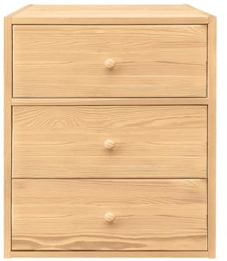 PROSBUD Nachttisch Mit 3 Schubladen Beistellschrank Für Bett Nachtschrank Beistelltisch 58,5 x 45,6 x 35 cm Holz Transparent Lackiert Paris
