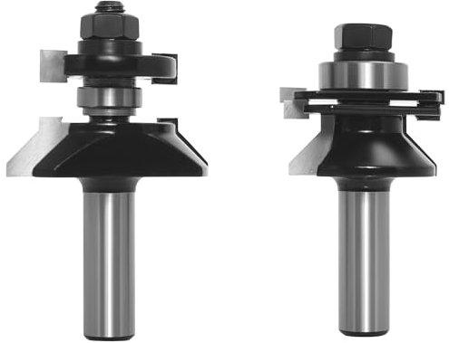 SICWOOD 2pcs V-Joint Tongue & Groove Bit Set 1/2 Shank, Carbide Tip, Cabinet Door Rail and Stile Bevel Shaker Cutters, for Woodworking Making Door & Windows Frame