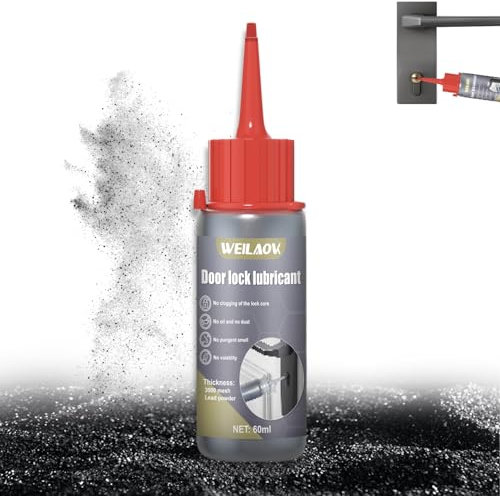 WEILAOK Graphite Lock Lubricant, Graphite Powder for Locks, Graphite Powder, Dry Lube, Lock Lubricant Graphite Spray for Lubricating Door Locks, Window Hinges, Door and Window Tracks, etc, 60 ML
