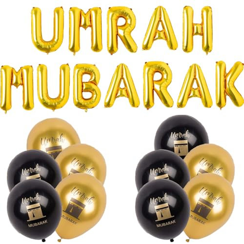 Umrah Mubarak Deko, Umrah Mubarak Graduation Dekorationen Graduation Party Ballons Graduation Partys Dekorationen Schwarz Gold White Glückwunsch Grad Ballons Schwarz Gold Gradation Party